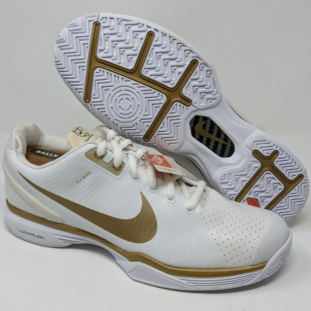 New Nike Lunarlite Vapor Tour Tennis Shoes Federer Wimbledon 2010 Mens Size 12.5